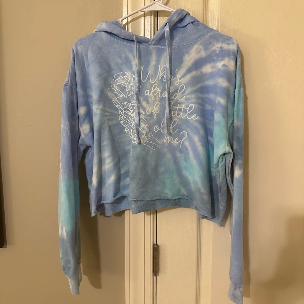 Taylor Swift- Little Old Me Blue Tie-Dye Cropped Hoodie